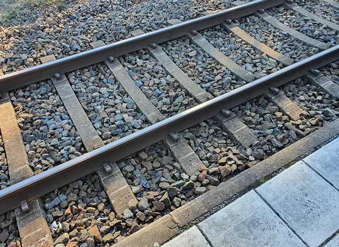 Närbild på järnvägsspår