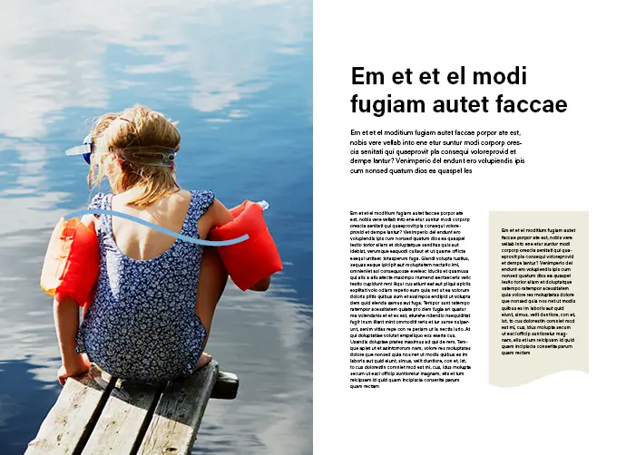 Ett exempel på en broschyr med Mölndals stads grafiska element.