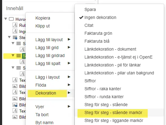 Visar hur de tre stegen ser ut i en vertikal process.
