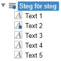 En liggande layout med 5 textmoduler.