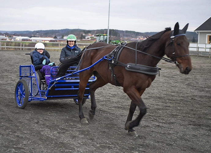 elev och kusk på en sulky