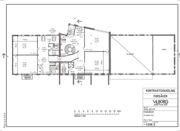 Planritning över danscentret i Forsåker.
