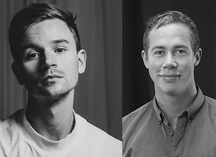 Foto på konstnärerna Felix Skalberg och Gustaf Jönsson.