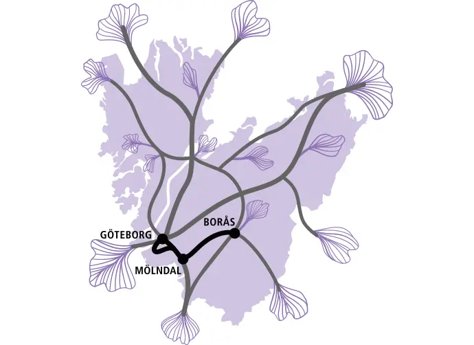 Ilustration över järnvägen Göteborg-Borås