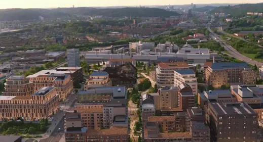 Visionsbild från luften från söder över området